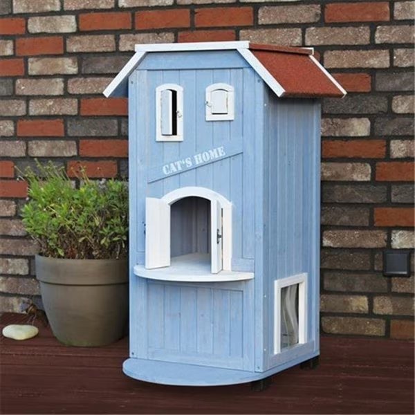 3-Story Cats House - Sky Blue & White, Partyanimal, Mfr#: PA139171